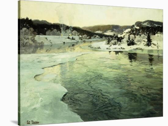 Winter on the Mesna River near Lillehammer-Frits Thaulow-Stretched Canvas