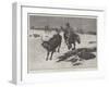 Winter on the Plains of Manitoba, Cowboys Chasing Strayed Cattle-Henry Charles Seppings Wright-Framed Giclee Print