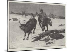 Winter on the Plains of Manitoba, Cowboys Chasing Strayed Cattle-Henry Charles Seppings Wright-Mounted Giclee Print