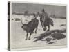 Winter on the Plains of Manitoba, Cowboys Chasing Strayed Cattle-Henry Charles Seppings Wright-Stretched Canvas