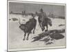 Winter on the Plains of Manitoba, Cowboys Chasing Strayed Cattle-Henry Charles Seppings Wright-Mounted Giclee Print