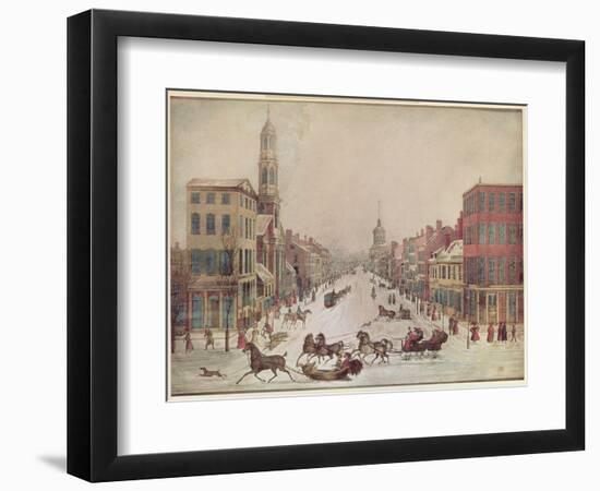 Winter on Wall Street, 1834-null-Framed Premium Giclee Print