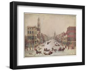 Winter on Wall Street, 1834-null-Framed Premium Giclee Print