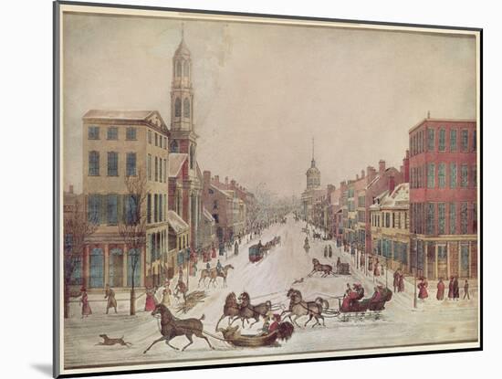 Winter on Wall Street, 1834-null-Mounted Giclee Print