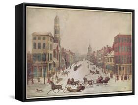 Winter on Wall Street, 1834-null-Framed Stretched Canvas