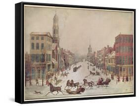 Winter on Wall Street, 1834-null-Framed Stretched Canvas