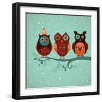 Winter Owls-lenlis-Framed Art Print