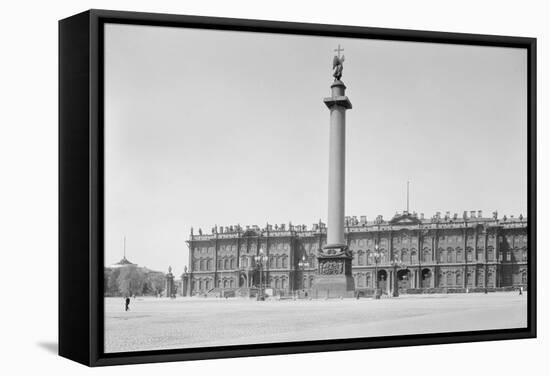 Winter Palace and Alexander Column in Leningrad-null-Framed Stretched Canvas