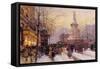 Winter Paris Street Scene-Eugene Galien-Laloue-Framed Stretched Canvas