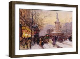 Winter Paris Street Scene-Eugene Galien-Laloue-Framed Premium Giclee Print