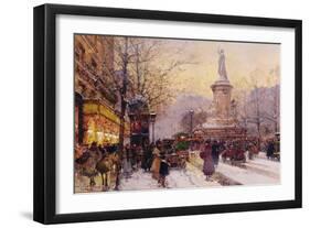 Winter Paris Street Scene-Eugene Galien-Laloue-Framed Premium Giclee Print