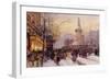 Winter Paris Street Scene-Eugene Galien-Laloue-Framed Premium Giclee Print