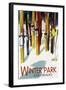 Winter Park, Colorado - Colorful Skis-Lantern Press-Framed Art Print