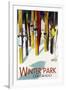 Winter Park, Colorado - Colorful Skis-Lantern Press-Framed Art Print