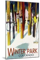 Winter Park, Colorado - Colorful Skis-Lantern Press-Mounted Art Print