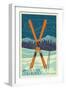 Winter Park, Colorado - Crossed Skis-Lantern Press-Framed Art Print