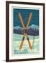 Winter Park, Colorado - Crossed Skis-Lantern Press-Framed Art Print