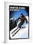 Winter Park, Colorado - Skier - Scratchboard-Lantern Press-Framed Art Print