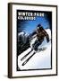 Winter Park, Colorado - Skier - Scratchboard-Lantern Press-Framed Art Print