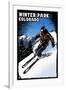 Winter Park, Colorado - Skier - Scratchboard-Lantern Press-Framed Art Print