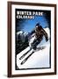 Winter Park, Colorado - Skier - Scratchboard-Lantern Press-Framed Art Print
