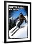 Winter Park, Colorado - Skier - Scratchboard-Lantern Press-Framed Art Print