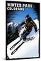 Winter Park, Colorado - Skier - Scratchboard-Lantern Press-Mounted Art Print