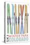 Winter Park, Colorado - Skis in Snow-Lantern Press-Stretched Canvas