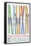 Winter Park, Colorado - Skis in Snow-Lantern Press-Framed Stretched Canvas