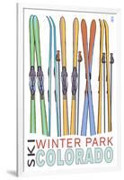 Winter Park, Colorado - Skis in Snow-Lantern Press-Framed Art Print