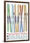 Winter Park, Colorado - Skis in Snow-Lantern Press-Framed Art Print