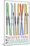 Winter Park, Colorado - Skis in Snow-Lantern Press-Mounted Art Print