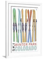 Winter Park, Colorado - Skis in Snow-Lantern Press-Framed Art Print