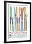 Winter Park, Colorado - Skis in Snow-Lantern Press-Framed Art Print