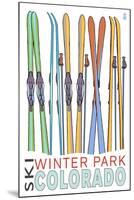 Winter Park, Colorado - Skis in Snow-Lantern Press-Mounted Art Print