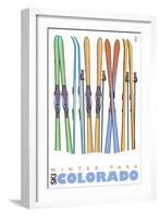 Winter Park, Colorado, Skis in the Snow-Lantern Press-Framed Art Print