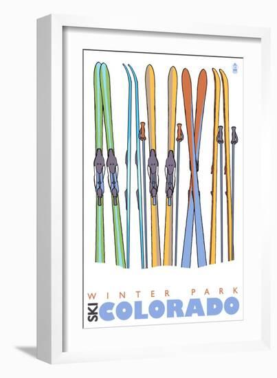 Winter Park, Colorado, Skis in the Snow-Lantern Press-Framed Art Print