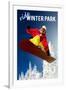 Winter Park, Colorado - Snowboarder-Lantern Press-Framed Art Print