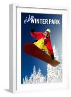 Winter Park, Colorado - Snowboarder-Lantern Press-Framed Art Print