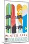 Winter Park, Colorado - Snowboards in Snow-Lantern Press-Mounted Art Print