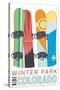 Winter Park, Colorado - Snowboards in Snow-Lantern Press-Stretched Canvas