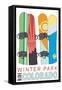 Winter Park, Colorado - Snowboards in Snow-Lantern Press-Framed Stretched Canvas