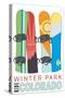 Winter Park, Colorado - Snowboards in Snow-Lantern Press-Stretched Canvas