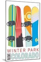 Winter Park, Colorado - Snowboards in Snow-Lantern Press-Mounted Art Print