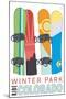 Winter Park, Colorado - Snowboards in Snow-Lantern Press-Mounted Art Print