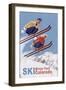 Winter Park, Colorado - Vintage Skiers-Lantern Press-Framed Art Print