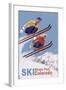 Winter Park, Colorado - Vintage Skiers-Lantern Press-Framed Art Print