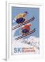 Winter Park, Colorado - Vintage Skiers-Lantern Press-Framed Art Print