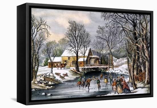 Winter Pastime, 1870-Currier & Ives-Framed Stretched Canvas