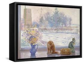 Winter Prospect with Cats-Timothy Easton-Framed Stretched Canvas